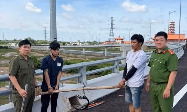 Bắt hai đối tượng trộm dây điện trên cao tốc ở Đồng Nai