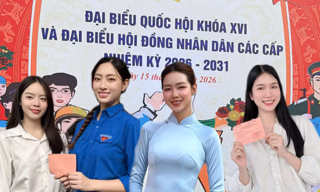 Hoa hậu Thanh Thủy, Tiểu Vy, Thiên Ân cùng tham gia Ngày hội bầu cử của toàn dân