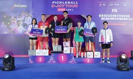 Võ Trà Giang (ngoài cùng bên trái) gặt hái nhiều thành tích ở các sân chơi Pickleball 