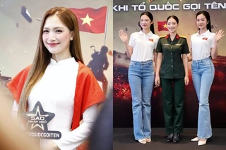 Á hậu Trần Ngọc Châu Anh diện quân phục tại thảm đỏ sự kiện Sao Nhập Ngũ 2025