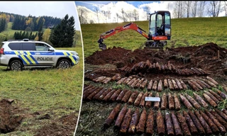 Dò tìm kim loại, hai cha con phát hiện ra kho vũ khí có niên đại từ thời Chiến tranh Thế giới thứ hai