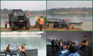 Thần tốc bắc cầu phao sông Lô, hàng trăm quân nhân được Đại tướng Phan Văn Giang ngợi khen