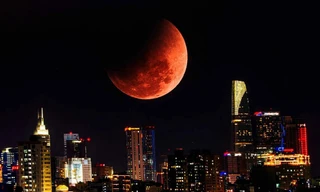 Khoảnh khắc ‘trăng máu’ đỏ rực bầu trời TPHCM