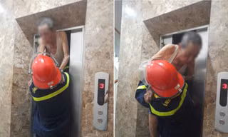 Giải cứu cụ ông mắc kẹt trong thang máy