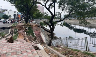 Sau tiếng động lớn, cả đoạn đường dài gần 50m ‘biến mất’