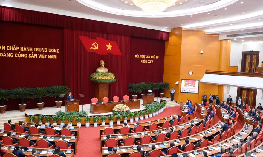 Quang cảnh Hội nghị Trung ương 4 khóa XIV. Ảnh: TTXVN.