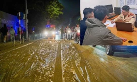 Xử phạt tài xế làm rơi bùn đất trên phố Tôn Đức Thắng khiến nhiều người trượt ngã