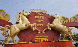 Linh vật ngựa độc đáo tại đường hoa Đồng Tháp