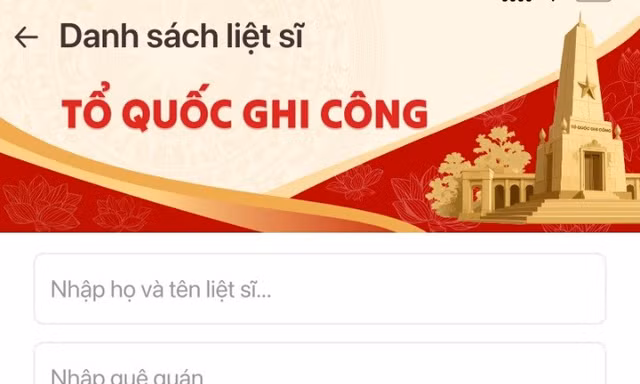 Hướng dẫn tìm kiếm thông tin liệt sĩ, gửi yêu cầu nhận thân nhân trên VNeID