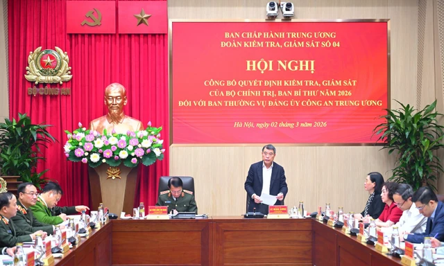 Công bố quyết định kiểm tra, giám sát của Bộ Chính trị, Ban Bí thư năm 2026 đối với Ban Thường vụ Đảng ủy Công an TW