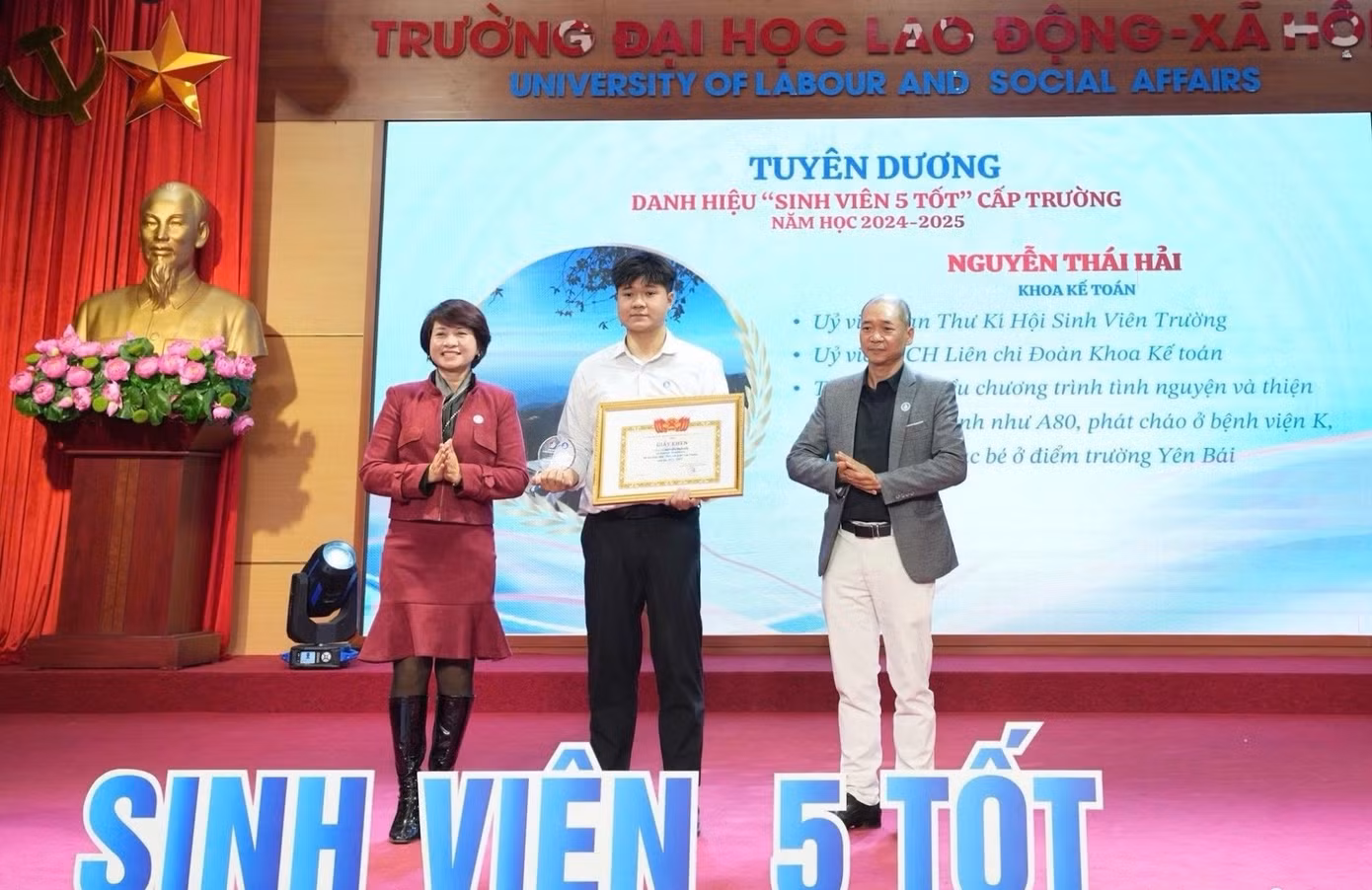 Thái Hải đạt danh hiệu “Sinh viên 5 tốt” cấp Trường, năm học 2024 - 2025.