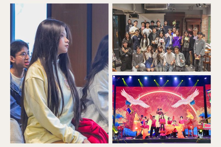 Linh Phương tích cực tham gia nhiều hoạt động Câu lạc bộ và biểu diễn tại Trường cùng thầy cô, bạn bè.