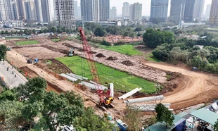 Bên trong công trường hồ điều hòa chống ngập gần 400 tỷ đồng ở Hà Nội 