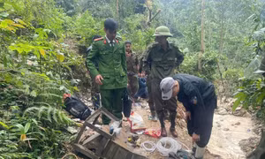 Lợi dụng đêm tối, nhóm đối tượng mang máy móc vào rừng khai thác vàng trái phép