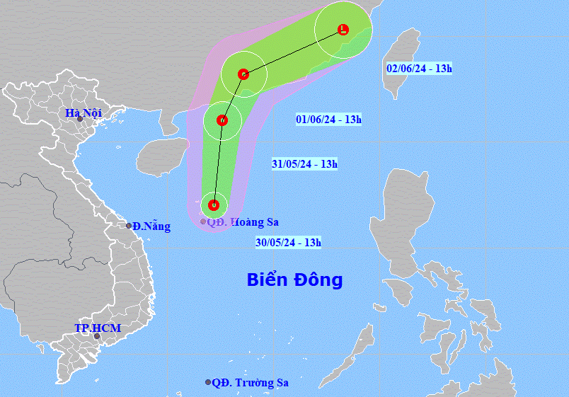 Dự báo đường đi của áp thấp nhiệt đới trên Biển Đông. Dự báo đường đi của áp thấp nhiệt đới trên Biển Đông.