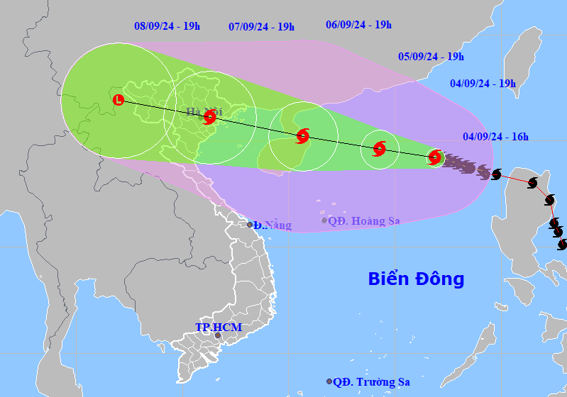 Dự báo về đường đi của bão YAGI. Dự báo về đường đi của bão YAGI.