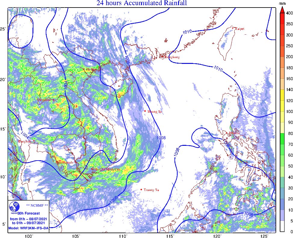 Dự báo nhiều vùng trong cả nước tiếp tục đón mưa lớn trong hôm nay. Nguồn: Trung tâm Dự báo Khí tượng Thủy văn Quốc gia. Dự báo nhiều vùng trong cả nước tiếp tục đón mưa lớn trong hôm nay. Nguồn: Trung tâm Dự báo Khí tượng Thủy văn Quốc gia.