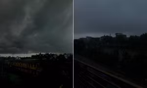 Mây dông thấp khiến trời tối giữa ban ngày ở miền Bắc