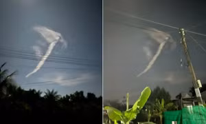 Đám mây lạ hình cánh diều trắng trên bầu trời Cà Mau có thể là hiện tượng gì?