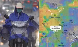 Mưa dông ở Hà Nội có thể kèm gió mạnh và mưa đá