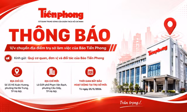 Báo Tiền Phong thông báo chuyển địa điểm trụ sở làm việc
