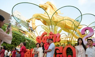 Người dân đổ về đường hoa Nguyễn Huệ chờ xem pháo hoa giao thừa