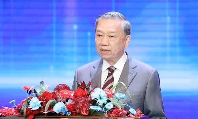 Tổng Bí thư Tô Lâm phát biểu tại buổi lễ. Ảnh: TTXVN.