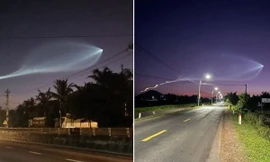 Chùm sáng hình chiếc lá trên bầu trời miền Trung sáng 15/7 là hiện tượng gì?