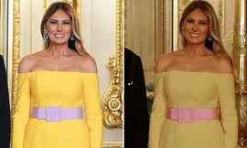 Thắt lưng của Phu nhân Tổng thống Trump khiến netizen tranh luận: Hồng hay tím?