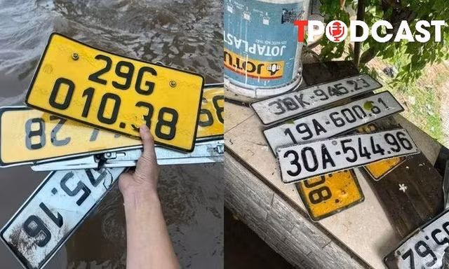 NÓNG 28/8: Người dân nháo nhác tìm biển số xe bị 'rụng' sau đợt mưa ngập ở Hà Nội