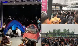 Các CĐV Malaysia xếp hàng từ tối qua để chờ mua vé.