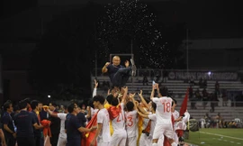 Niềm vui của các cầu thủ Việt Nam.