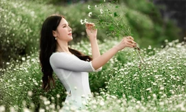 Đặng Ngân trong tà áo dài trắng. Ảnh: Facebook nhân vật.