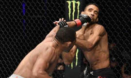 Francisco Trinaldo ra đòn hạ knock-out đối thủ.