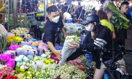 Chợ hoa đêm lớn nhất Hà Nội đông nghẹt khách trước dịp 20/10