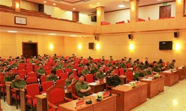 Hội nghị trực tuyến tại điểm cầu Hà Nội.