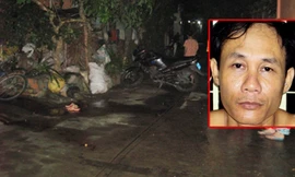Hung thủ Tấn tại cơ quan công an (ảnh nhỏ) và hiện trường nơi xảy ra vụ việc