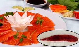 Ăn gỏi cá nguy cơ nhiễm sán lá gan nhỏ và sán lá gan nhỏ Clonorchis sinensis. Ảnh nhỏ: Nguyễn Tâm