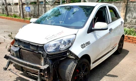Chiếc ôtô thiếu tá Hùng lái gây tai nạn