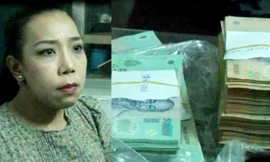 Phạm Lê Hoàng Uyển tại cơ quan công an. Ảnh: Công an cung cấp