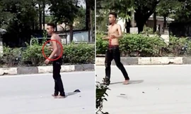 Hiện trường vụ việc. Ảnh cắt từ clip