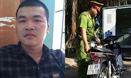 Hung thủ Nguyễn Hoài Nam và chiếc xe tang vật được Công an tỉnh Tiền Giang thu hồi. Ảnh: HA (Báo Pháp luật TPHCM)