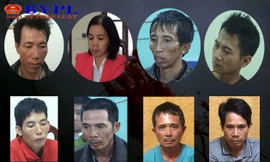 Băng nhóm tội ác (từ trái qua phải, từ trên xuống dưới): Lường Văn Hùng, Bùi Thị Kim Thu, Bùi Văn Công, Vương Văn Hùng, Lường Văn Lả, Phạm Văn Nhiệm, Phạm Văn Dũng, Cầm Văn Chương