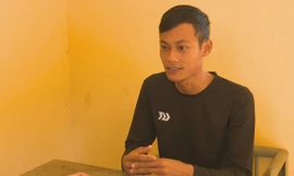 Đối tượng Kiên tại cơ quan công an