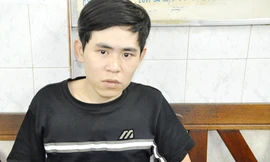 Cường tại cơ quan điều tra. Ảnh: Quốc Thắng