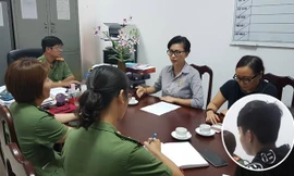 Nhà sản xuất - diễn viên Ngô Thanh Vân và sinh viên Tr tại buổi làm việc với Công an tỉnh Bà Rịa-Vũng Tàu