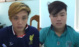 Lĩnh và Tâm tại cơ quan điều tra. Ảnh: Công an cung cấp