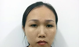 Nghi phạm Tuyền tại cơ quan công an