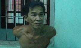 Nghi phạm Tâm tại cơ quan công an