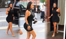 Kim Kardashian gây 'nghẹt thở' với bộ đồ bó sát và 'quên' nội y dạo phố